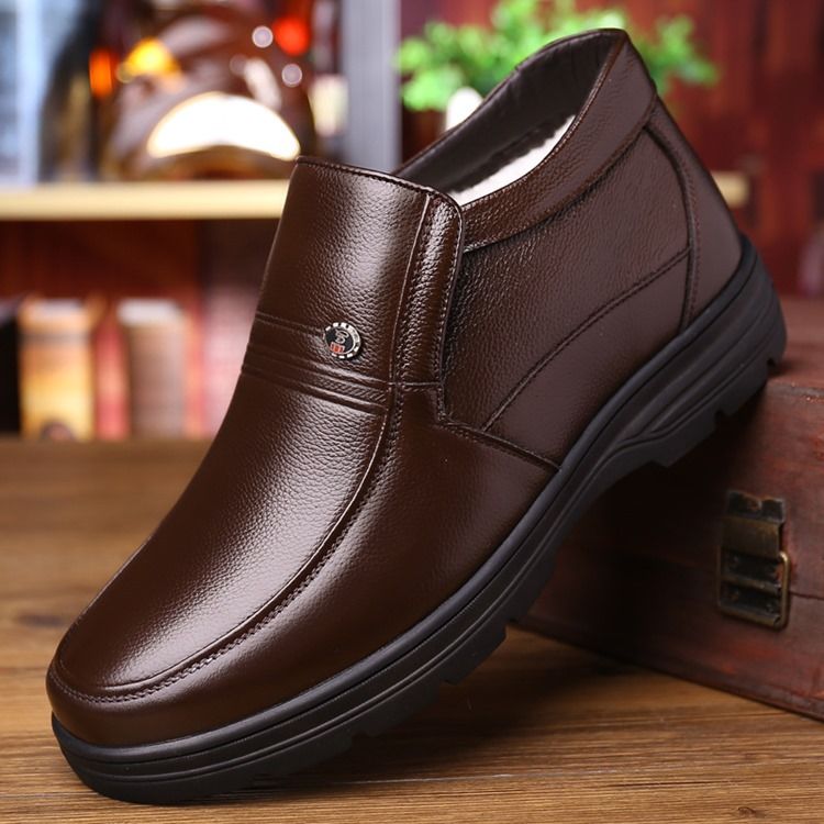 Botas De Inverno Masculinas Com Decote Médio E Liso