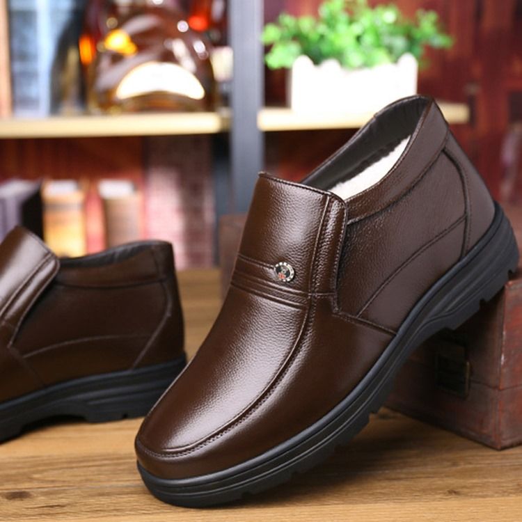 Botas De Inverno Masculinas Com Decote Médio E Liso