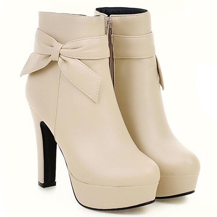 Botas Knight Com Plataforma Bowtie Encantadora Feminina