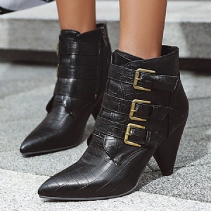 Botas Lisas Femininas Com Zíper Com Bico Fino