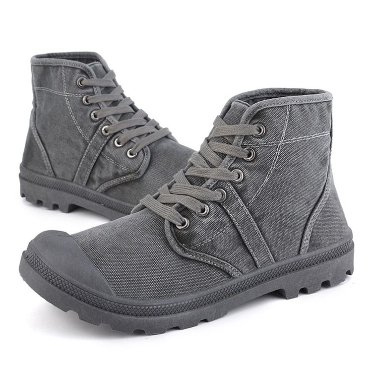 Botas De Lona Lisa Com Biqueira Redonda Masculina