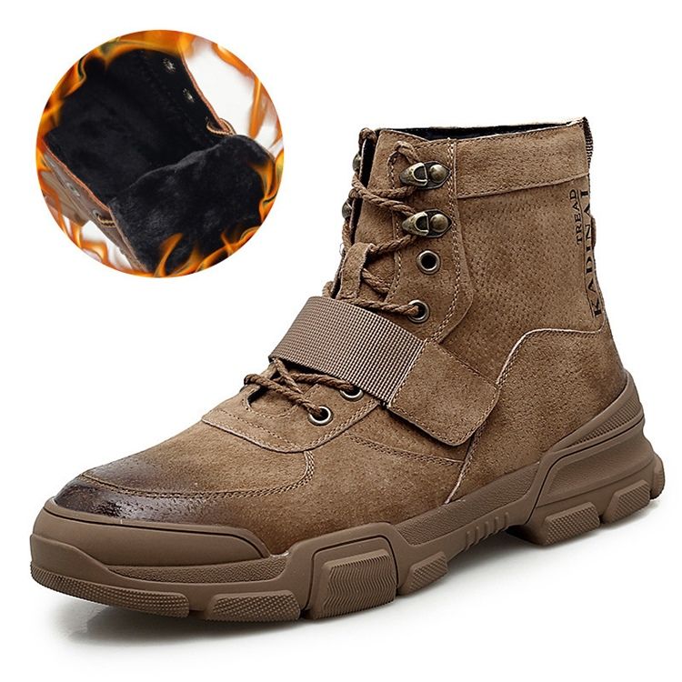 Botas Martin De Inverno Masculinas Com Biqueira Redonda Lisa Com Atacadores