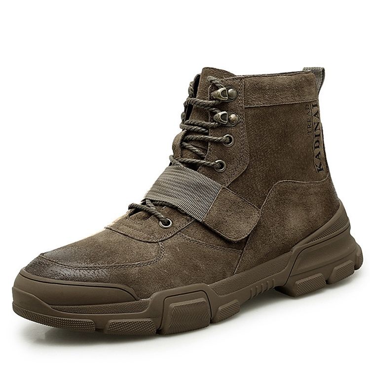 Botas Martin De Inverno Masculinas Com Biqueira Redonda Lisa Com Atacadores