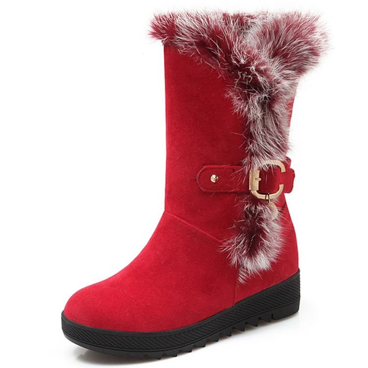 Botas De Neve Com Biqueira Redonda E Peludo Feminino