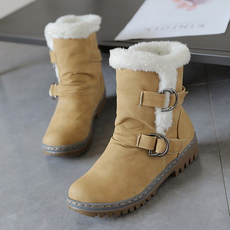 Botas De Neve Femininas Com Ferrolho Redondo