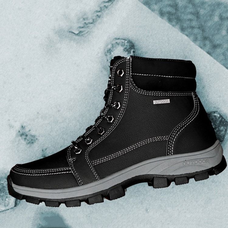 Botas De Neve Masculinas Com Biqueira Redonda De Amarrar