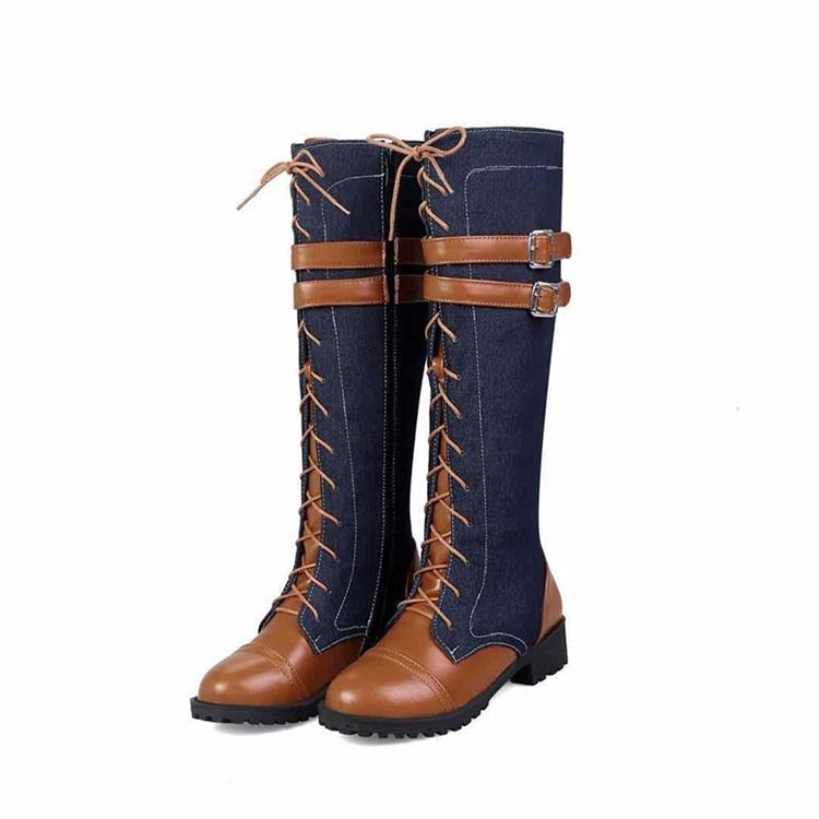 Botas Ocidentais Com Zíper Lateral Redondo Feminino