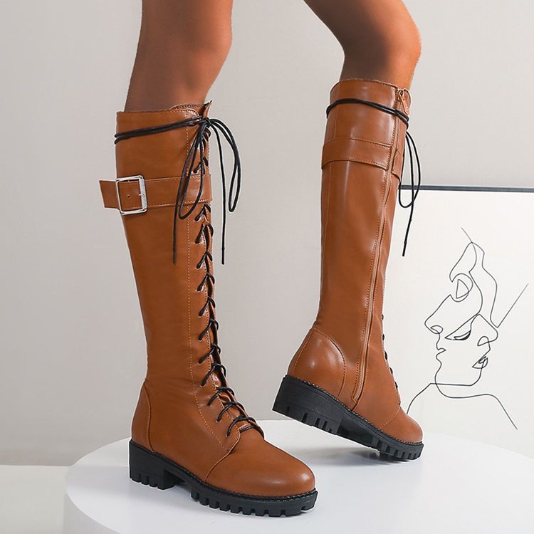 Botas Ocidentais De Salto Liso Feminino Com Zíper