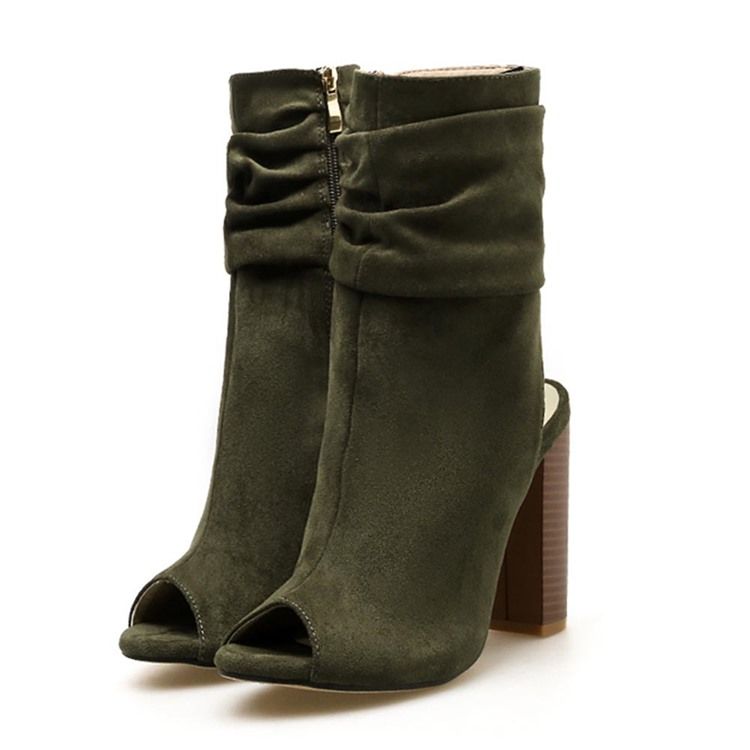 Botas Peep Toe Hollow Com Zíper Lateral Feminino