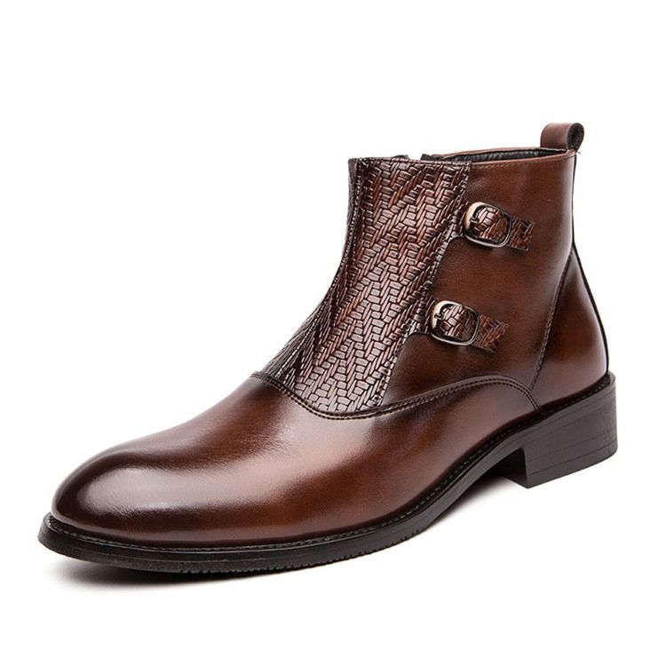 Botas De Pu Com Zíper Lateral Pontiagudo Masculino