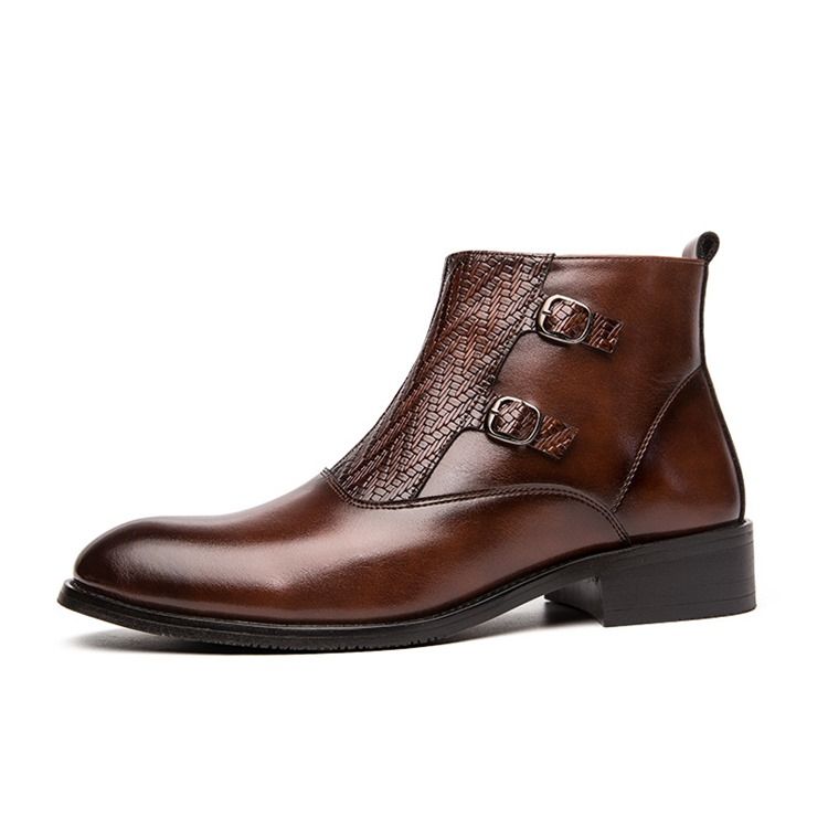 Botas De Pu Com Zíper Lateral Pontiagudo Masculino