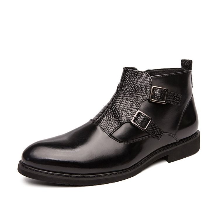 Botas De Pu Com Zíper Lateral Pontiagudo Masculino