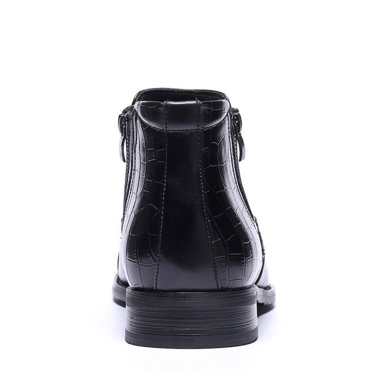 Botas De Pu Lisa Com Zíper Lateral Masculino Com Zíper Pontudo