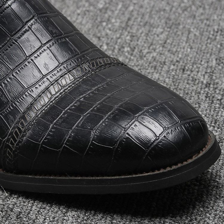 Botas De Pu Lisa Com Zíper Lateral Masculino Com Zíper Pontudo