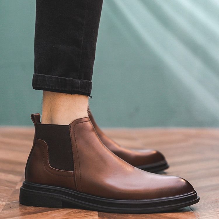 Botas De Pu Masculino Com Dedo Do Pé Pontudo Patchwork