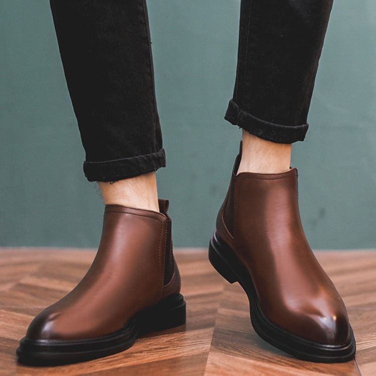 Botas De Pu Masculino Com Dedo Do Pé Pontudo Patchwork