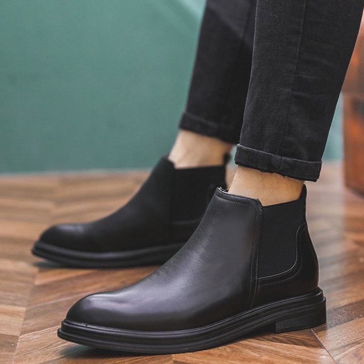 Botas De Pu Masculino Com Dedo Do Pé Pontudo Patchwork