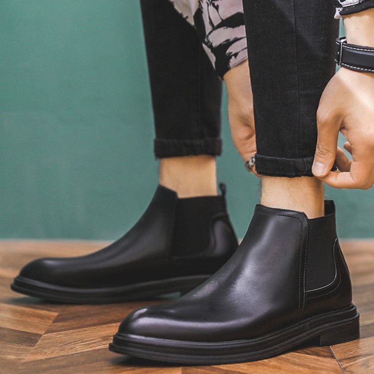 Botas De Pu Masculino Com Dedo Do Pé Pontudo Patchwork