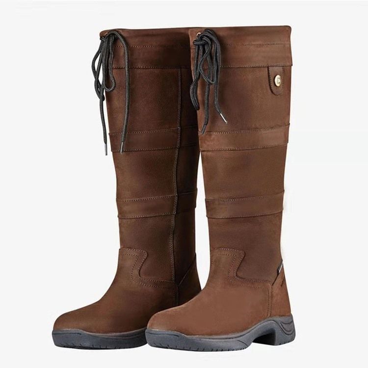 Botas De Salto Liso Com Salto Redondo Feminino