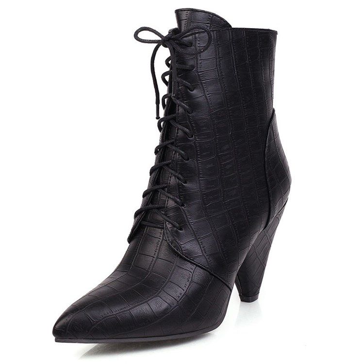 Botas De Tornozelo Casual Femininas Com Zíper Lateral Pontiagudo