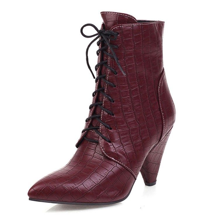 Botas De Tornozelo Casual Femininas Com Zíper Lateral Pontiagudo