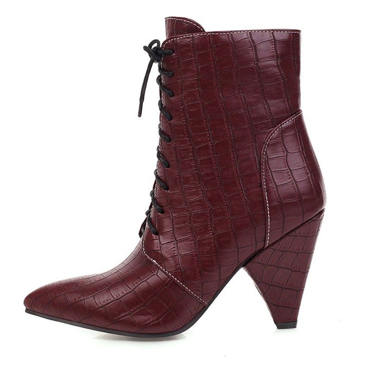 Botas De Tornozelo Casual Femininas Com Zíper Lateral Pontiagudo