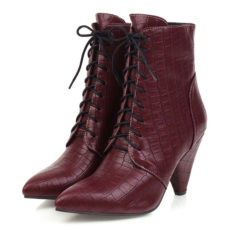 Botas De Tornozelo Casual Femininas Com Zíper Lateral Pontiagudo