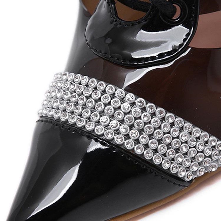 Botas De Tornozelo Feminino Com Atacador De Strass Com Cordões Na Frente