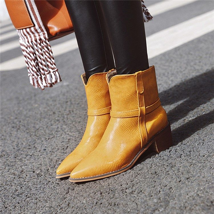 Botas De Tornozelo Feminino Simples Deslizantes