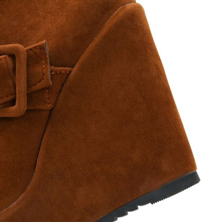 Botas De Tornozelo De Salto Cunha Feminino Com Plataforma De Fivela