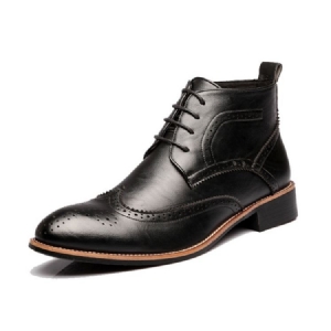 Botas De Trabalho Masculinas Com Cordão Na Frente E Bico Fino