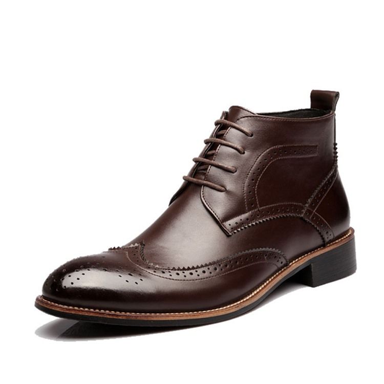 Botas De Trabalho Masculinas Com Cordão Na Frente E Bico Fino