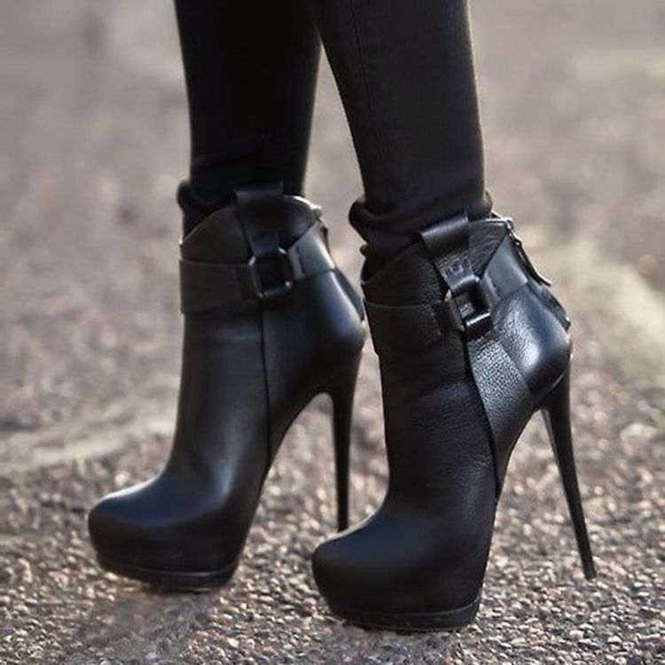 Botas Ultra-altas Pretas Modernas Femininas