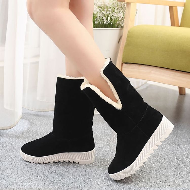 Bowknot Plain Hidden Elevator Heel Botas De Neve Femininas