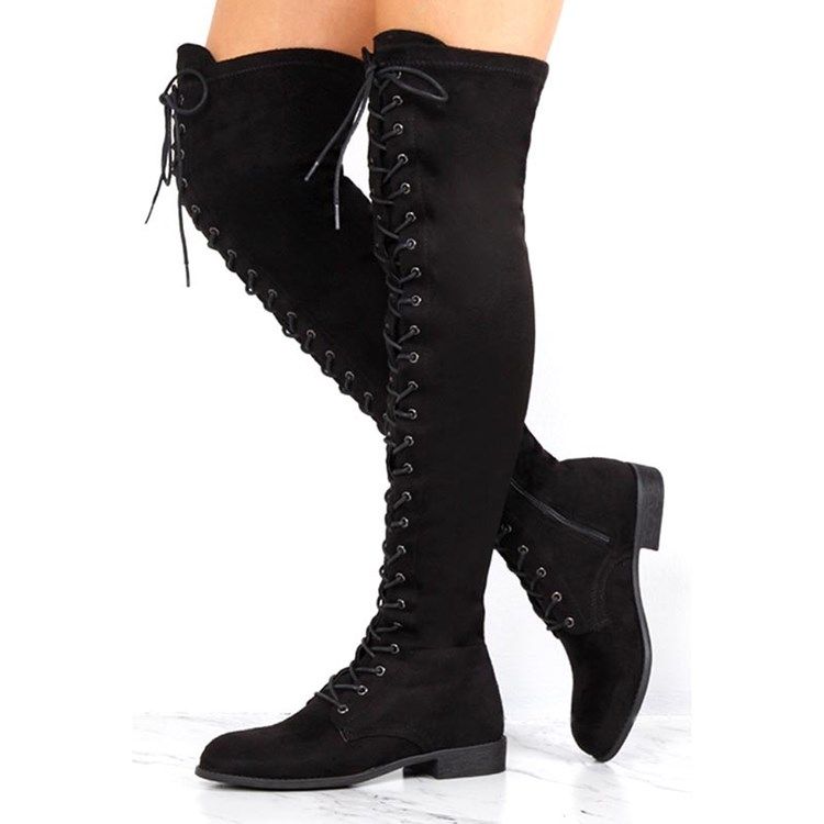 Calcanhar Cross Strap Feminino Botas Altas De Joelho