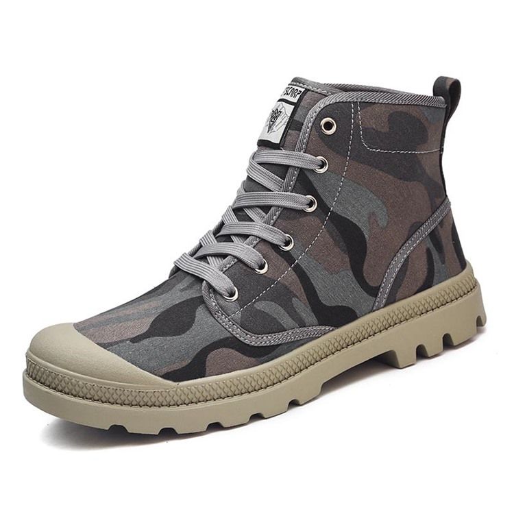 Camuflagem Com Cordões Com Corte Alto Na Parte Superior Redonda Sapatos De Skate Masculinos