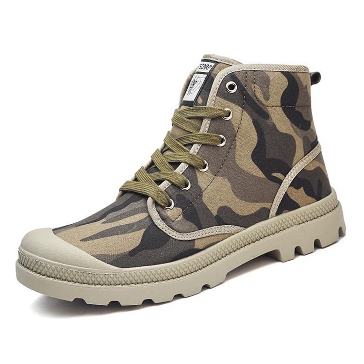 Camuflagem Com Cordões Com Corte Alto Na Parte Superior Redonda Sapatos De Skate Masculinos