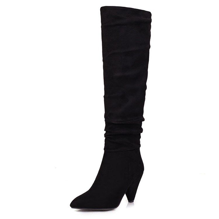 Dedo Do Pé Pontiagudo Feminino De Cor Block Botas Casuais Deslizantes