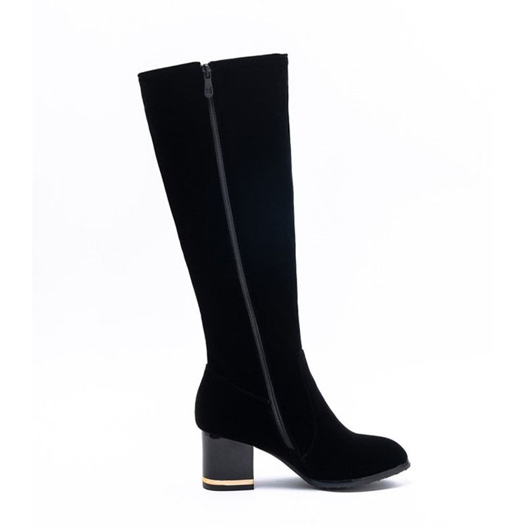 Feminino Calcanhar Lateral Com Zíper Curto Floss Botas Altas Joelho