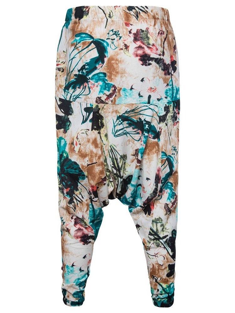 Calça Baggy Homem Com Estampa Floral De Verão