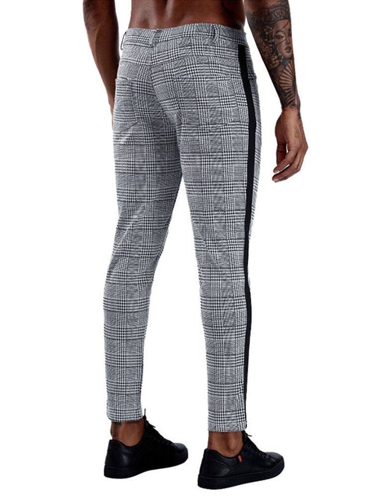 Calça Blazer Masculina Patchwork Xadrez Reto