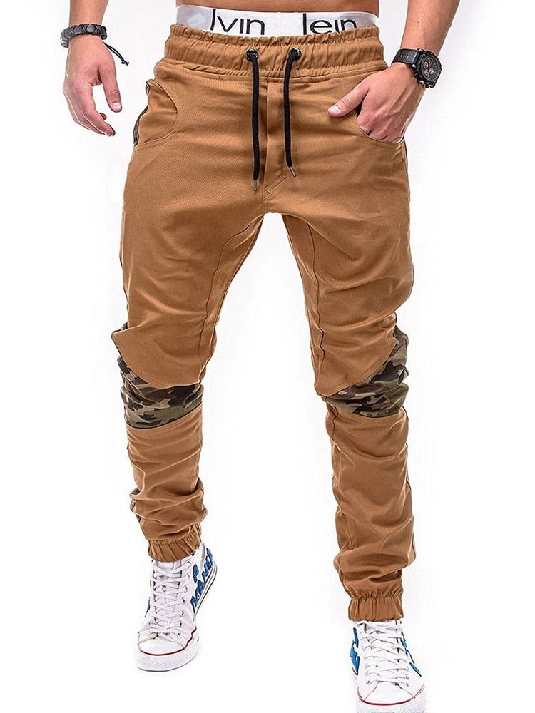 Calça Camuflagem Patchwork Masculino Reta Casual