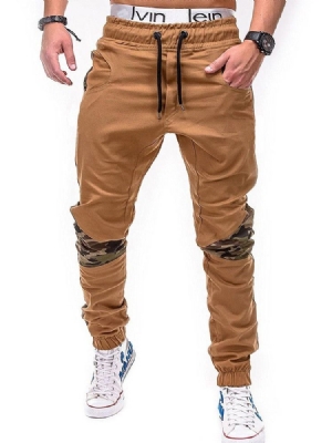 Calça Camuflagem Patchwork Masculino Reta Casual