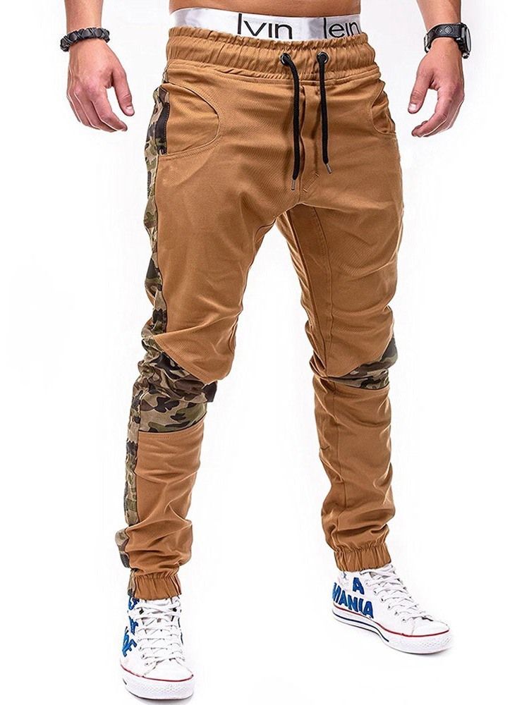 Calça Camuflagem Patchwork Masculino Reta Casual