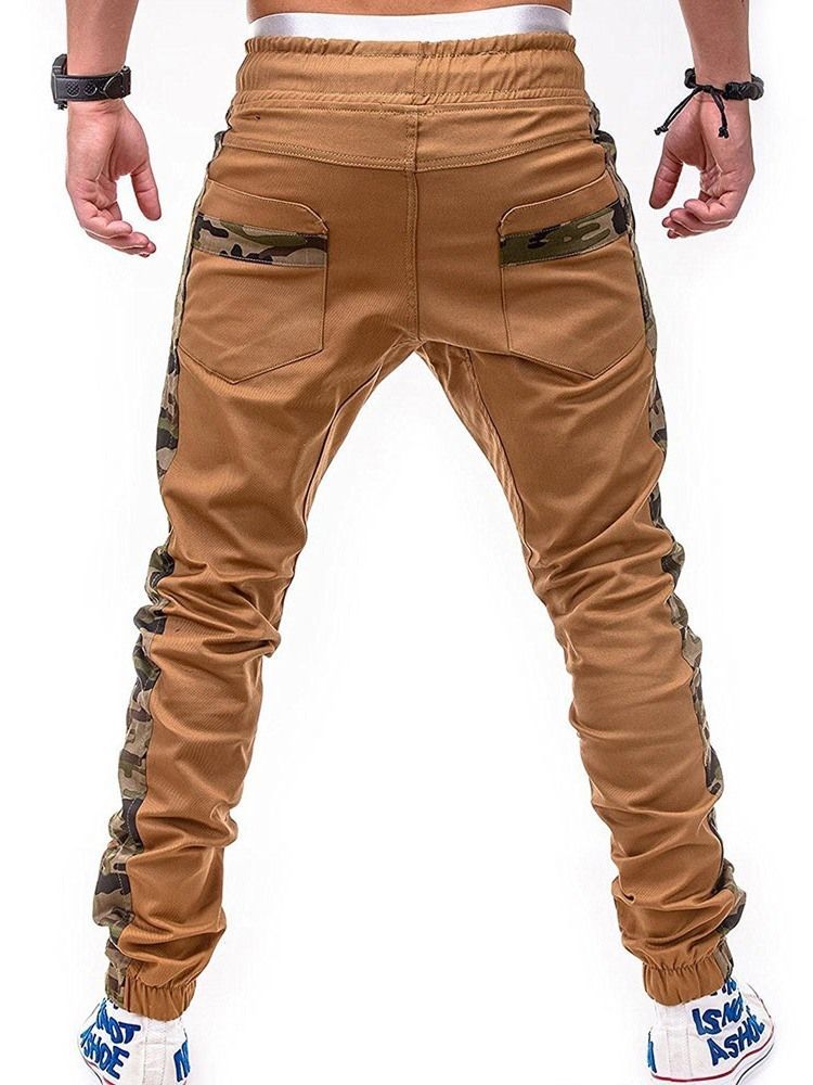 Calça Camuflagem Patchwork Masculino Reta Casual