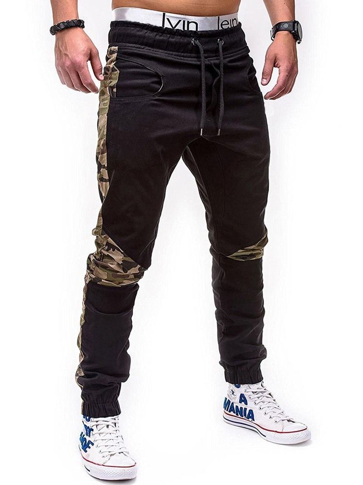 Calça Camuflagem Patchwork Masculino Reta Casual