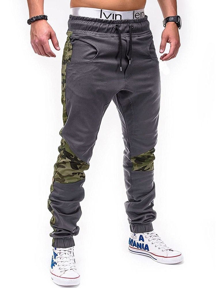 Calça Camuflagem Patchwork Masculino Reta Casual