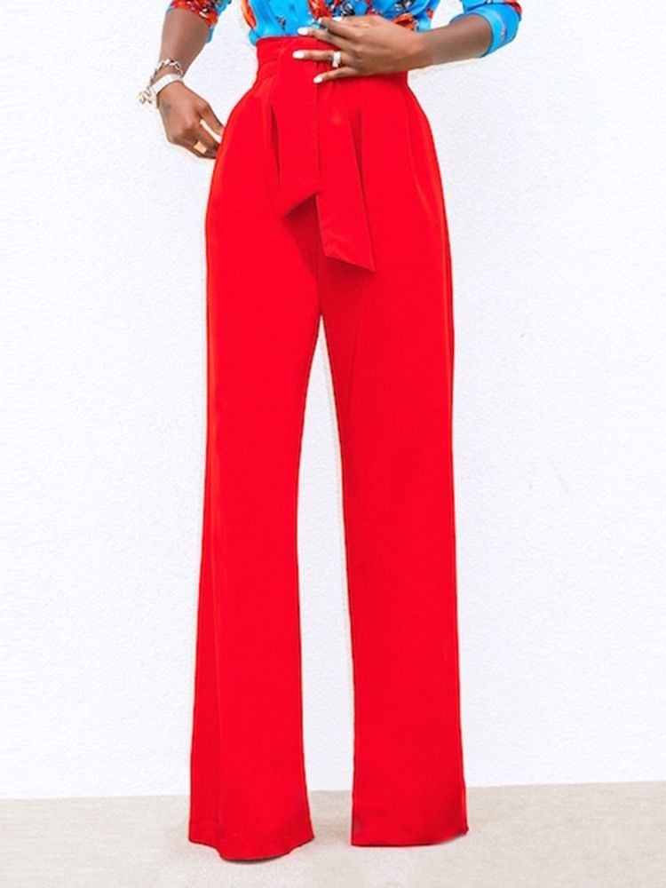 Calça Casual Feminina Com Bolso Solto E Pernas Largas