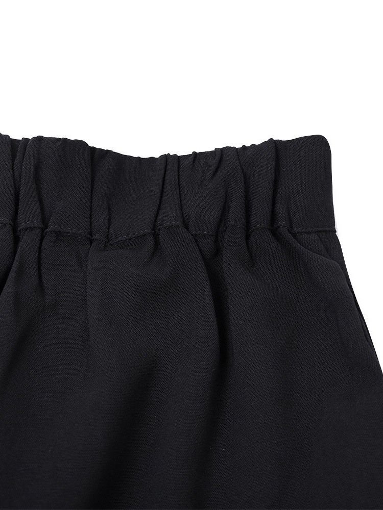 Calça Casual Feminina Com Botão Liso E Pernas Largas Completa