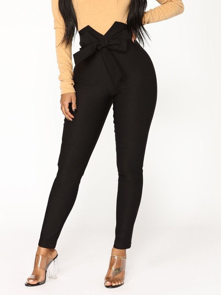 Calça Casual Feminina Com Zíper Plain Skinny Completo